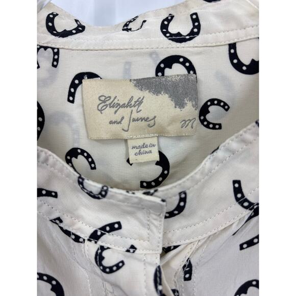 Elizabeth and James Silk Lucky Horseshoe Blouse Top M Kentucky Derby Vegas - Picture 4 of 8